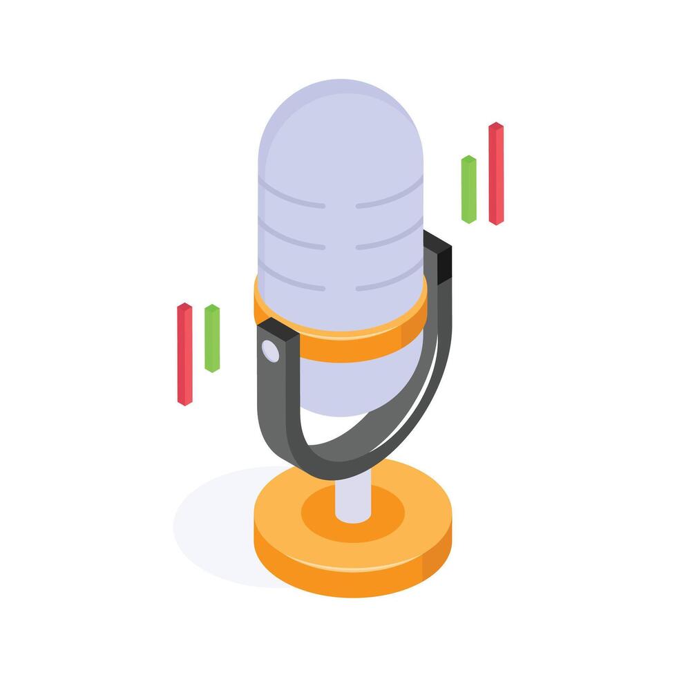 Professional microphone for audio recording and voice streaming vector