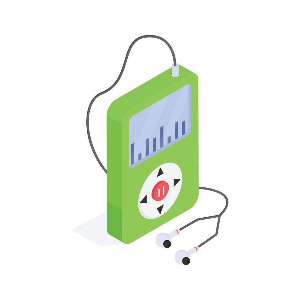 Portable mp3 device in isometric style in modern style vector