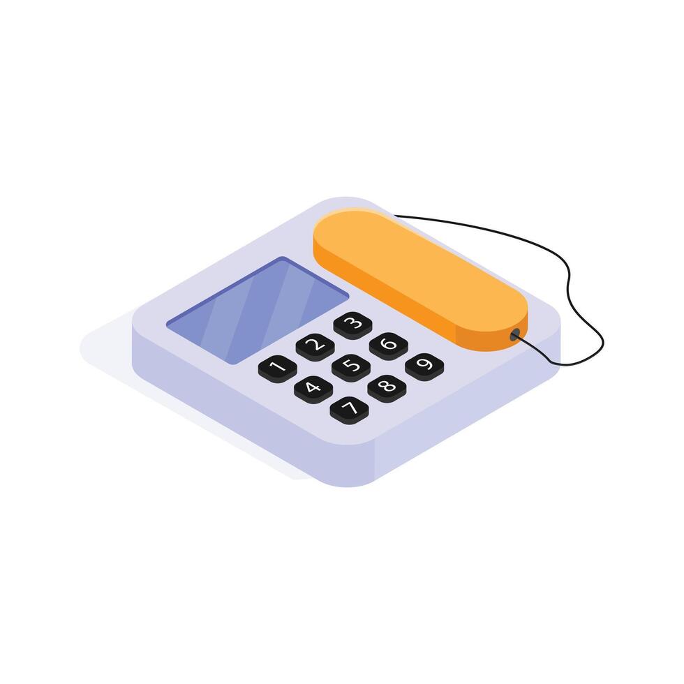 Traditional telephone with a keypad for fixed-line communication vector