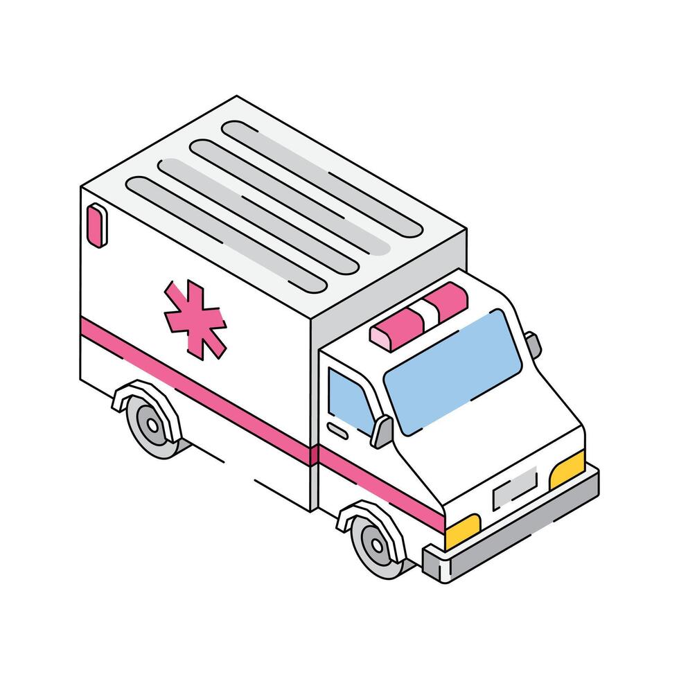 Patient transport, medical emergency vehicle, concept icon of ambulance vector