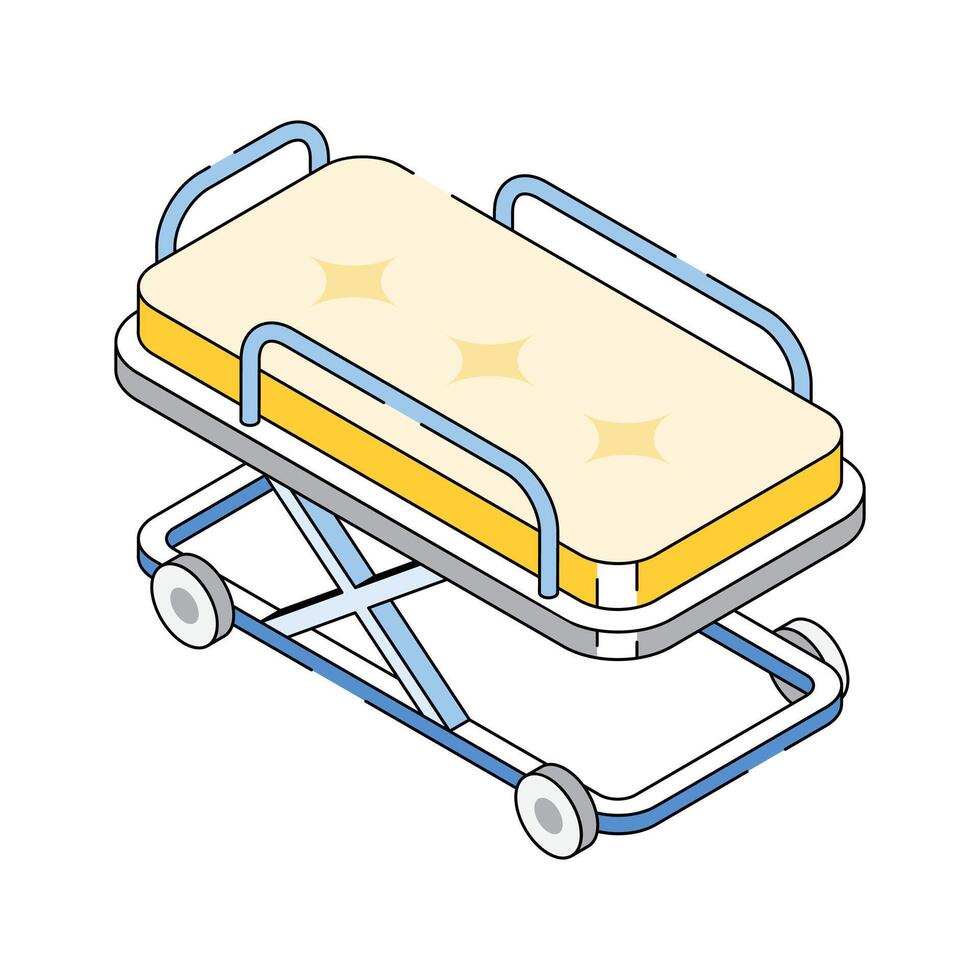 Stretcher used for patient transport in healthcare facilities vector