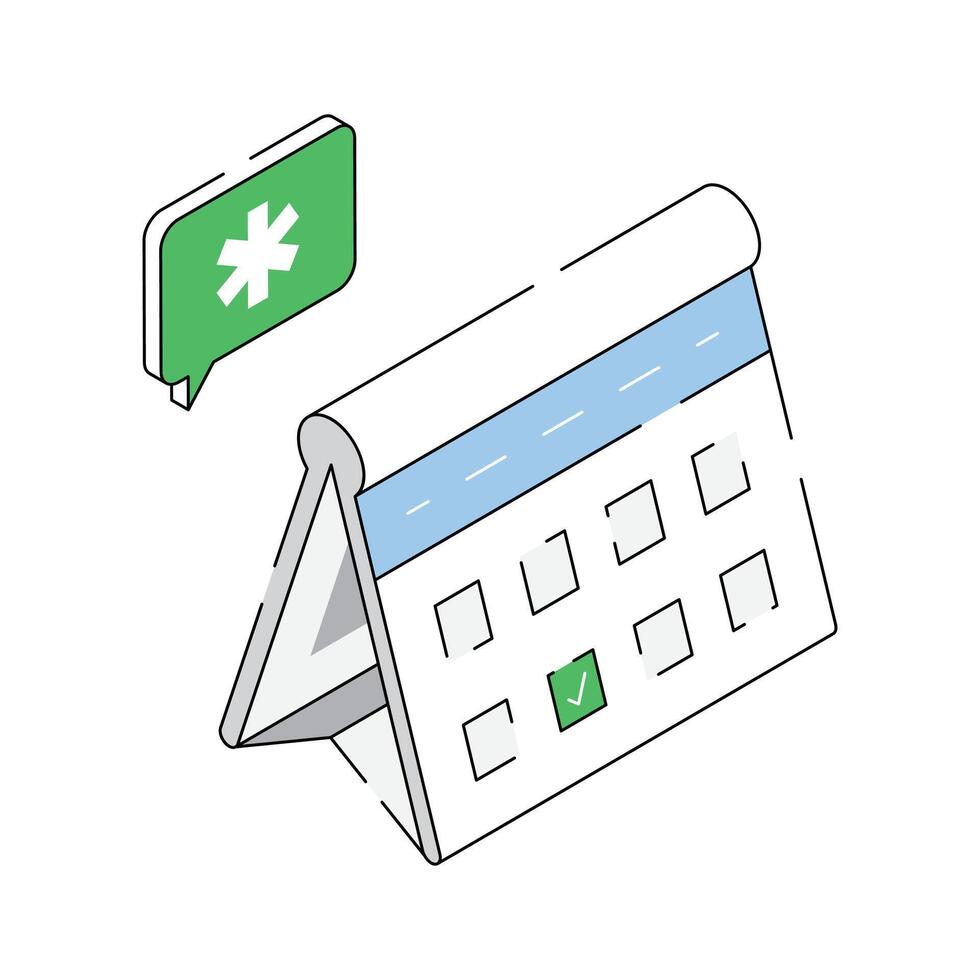 Calendar with medical appointment reminder for healthcare scheduling. vector