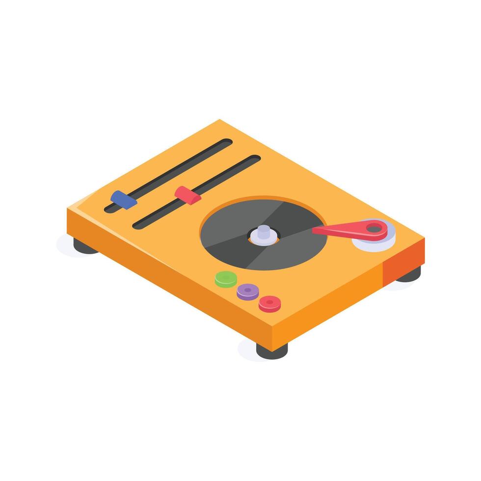 Vinyl record design, icon of music disc in modern isometric style vector