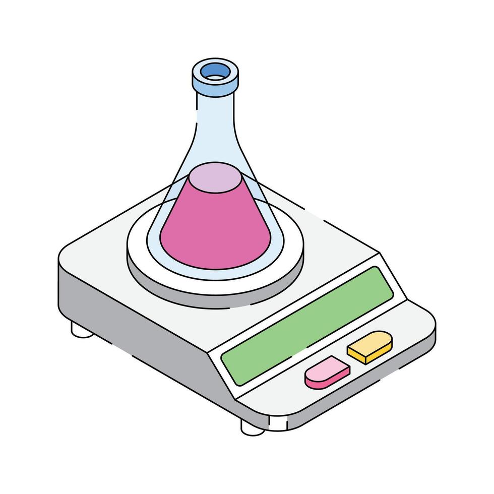 Beaker and scale for lab experiments and chemical analysis vector