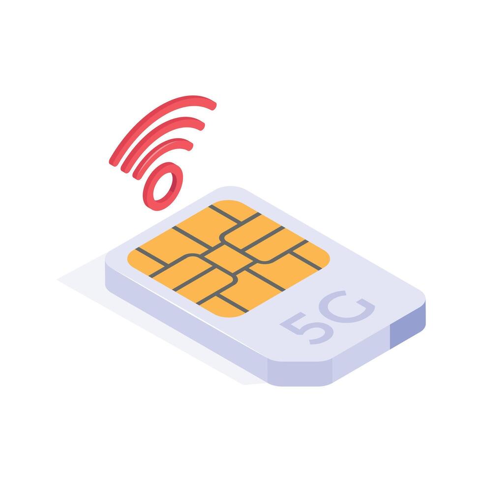 Take a look at this creative isometric icon of sim card in editable style vector