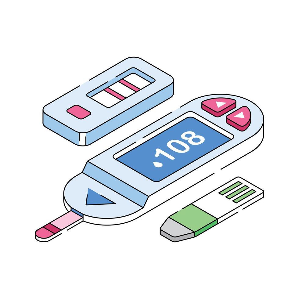 Device for blood sugar level testing and diabetes management vector