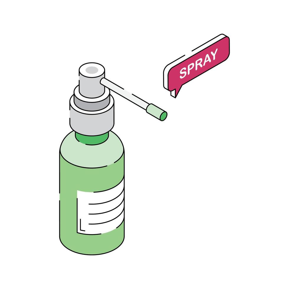 Medical nasal spray bottle for respiratory treatment vector