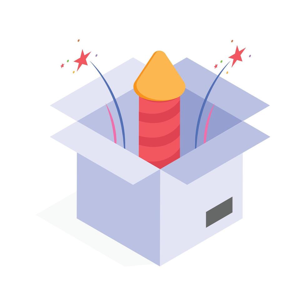 A box with a firework surprise for festive events vector