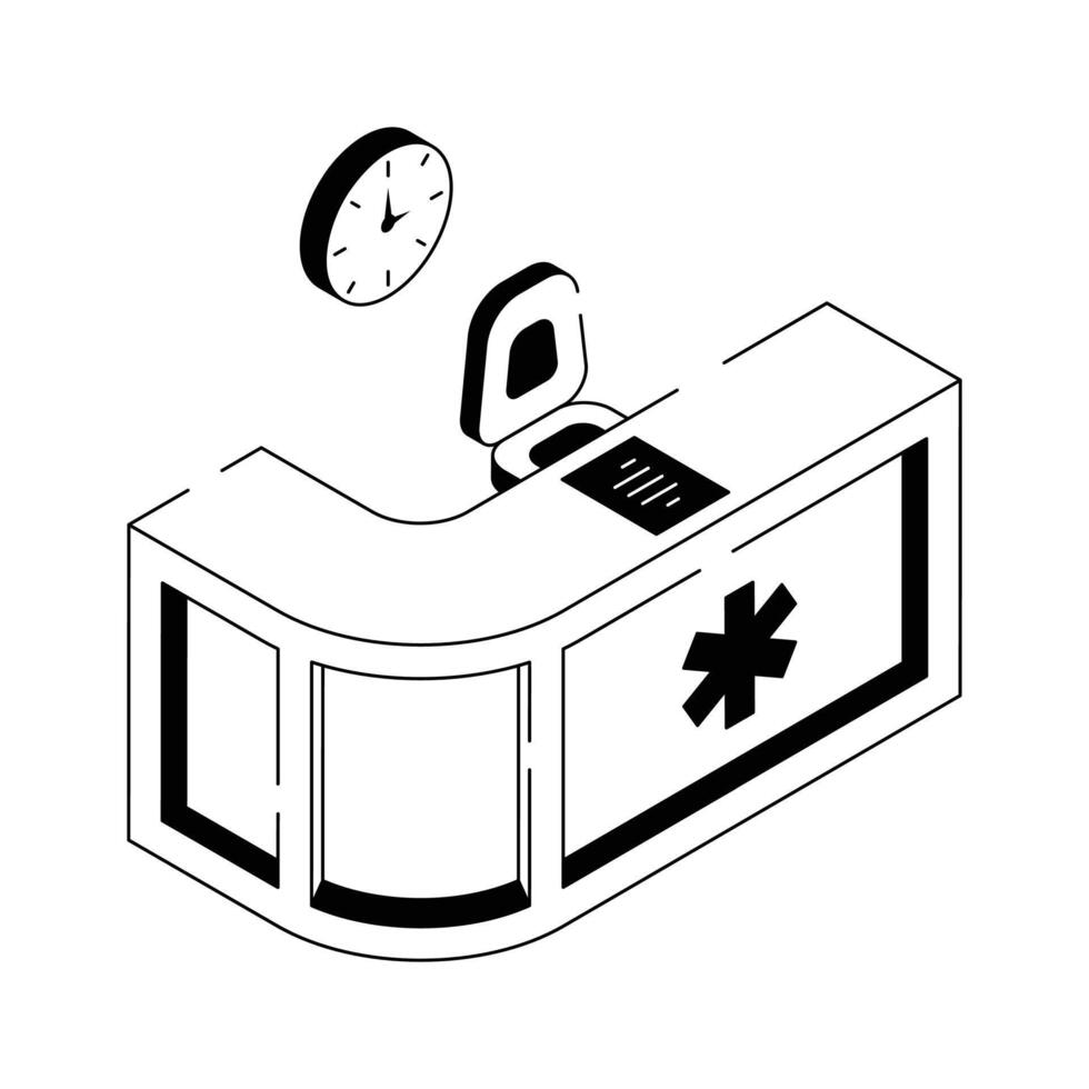 Icon of Hospital or clinic reception desk for patient check in vector