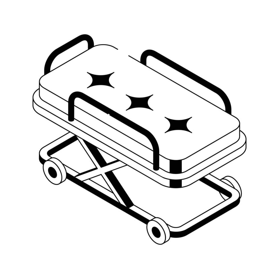 Stretcher used for patient transport in healthcare facilities vector