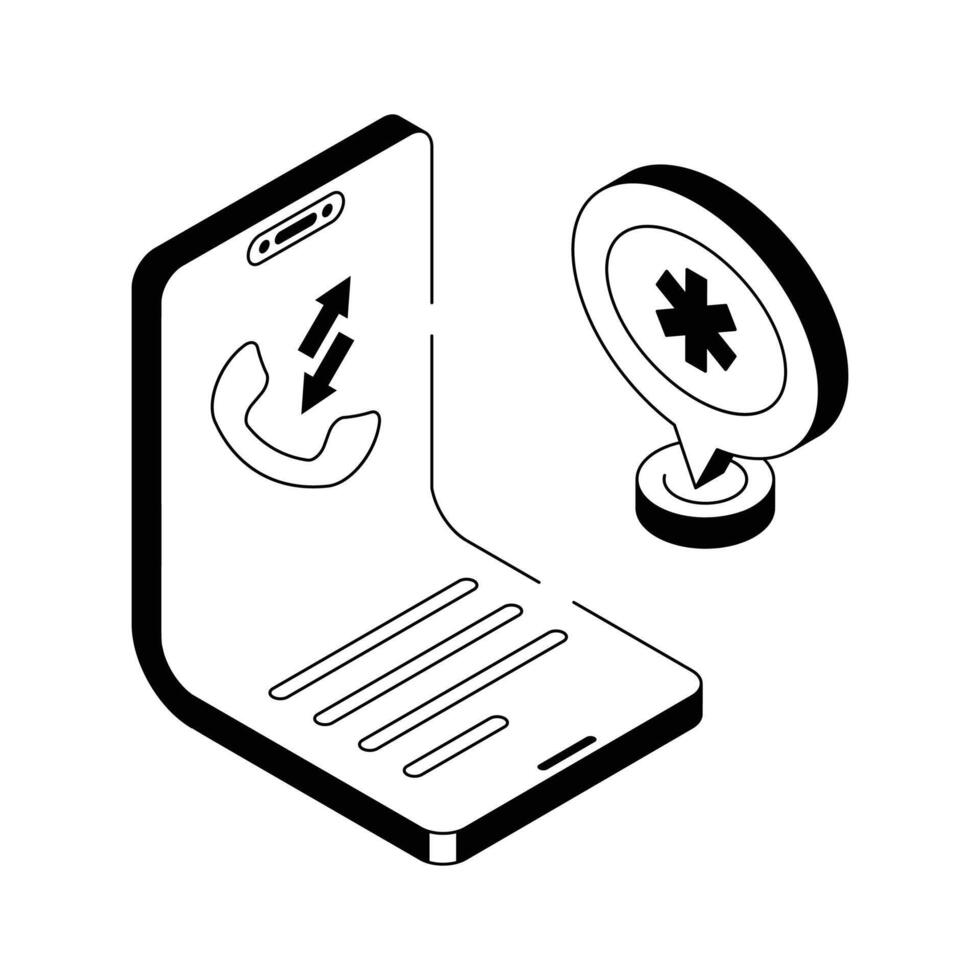 Telehealth call icon representing online healthcare consultation services vector