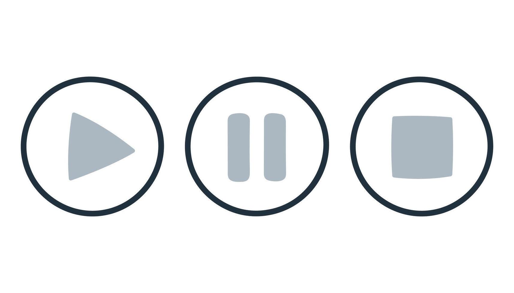 Simple play, pause and stop buttons icon, perfect for broadcasting and media related designs. vector
