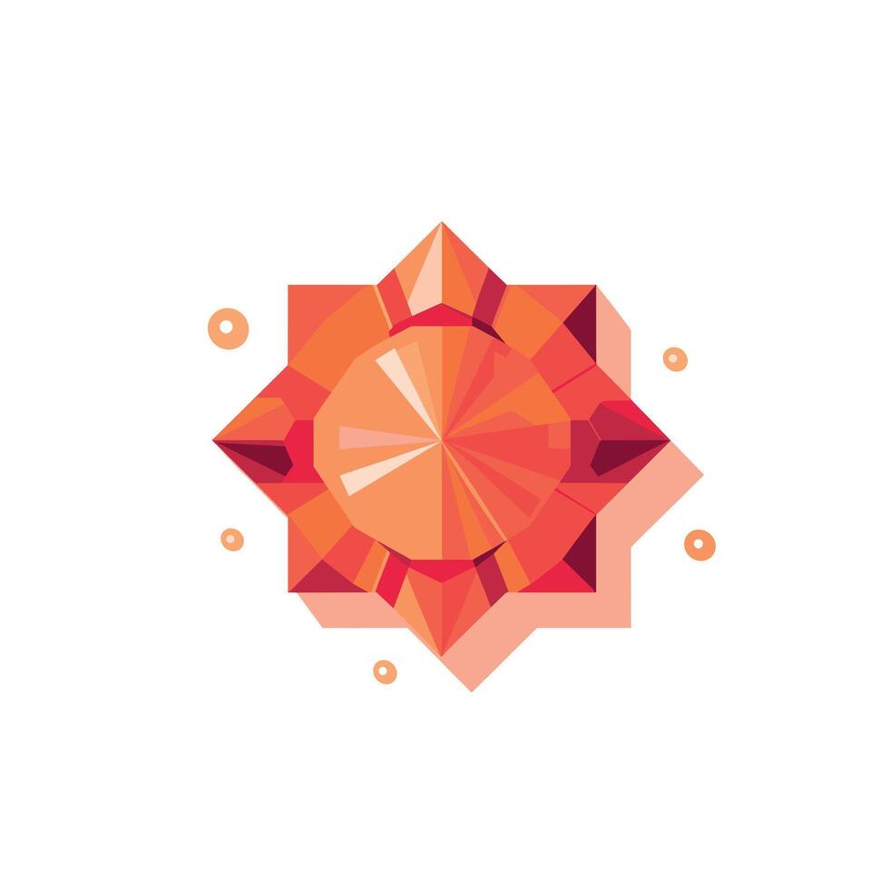 Bright orange geometric star shape design with circular patterns in a minimalist style vector