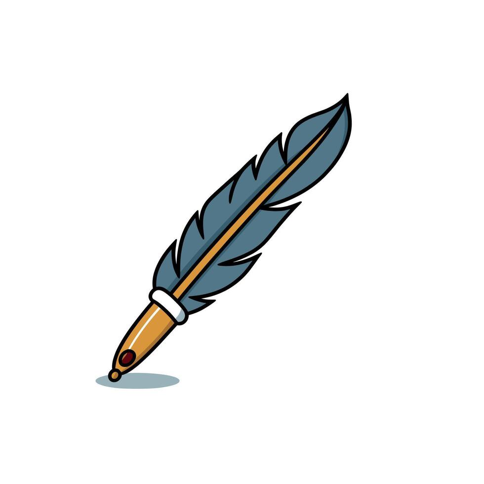 Elegant quill pen resting on a surface, symbolizing writing and creativity in a classic style vector