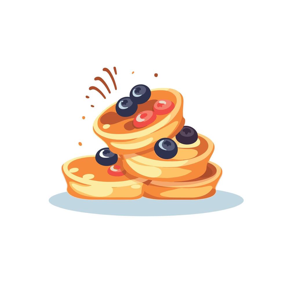 Stack of delicious pancakes with colorful berries for breakfast in a modern kitchen setting vector