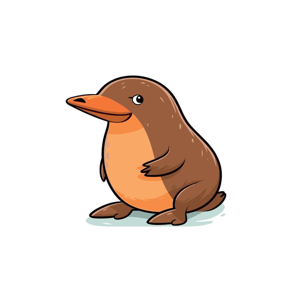 Cute cartoon character of a smiling platypus sitting happily on a white background vector
