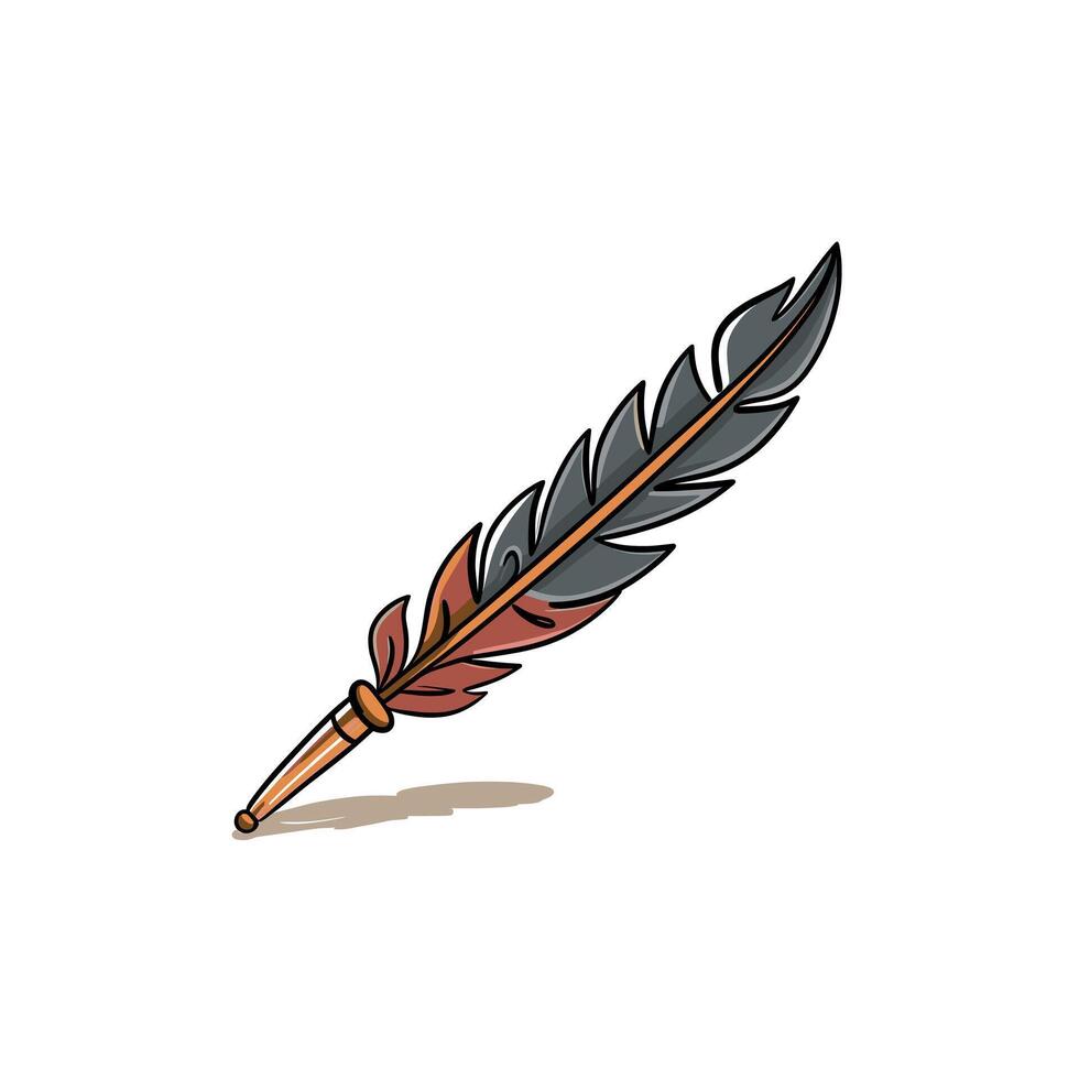 Vintage quill pen resting on a smooth surface with intricate feather design and warm colors vector