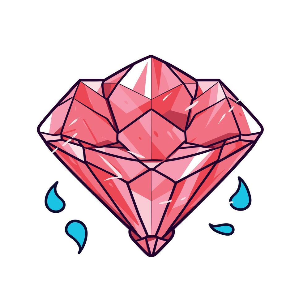 Bold pink diamond with water drops on a white background creating an elegant and eye-catching design vector