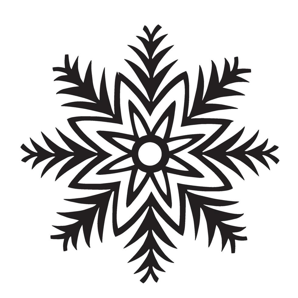 Snowflake illustration for Christmas and New Year decorations. Ice star for winter holiday wrapping design. Isolated clipart for logo, web design, postcard, print, showcase, sale. vector