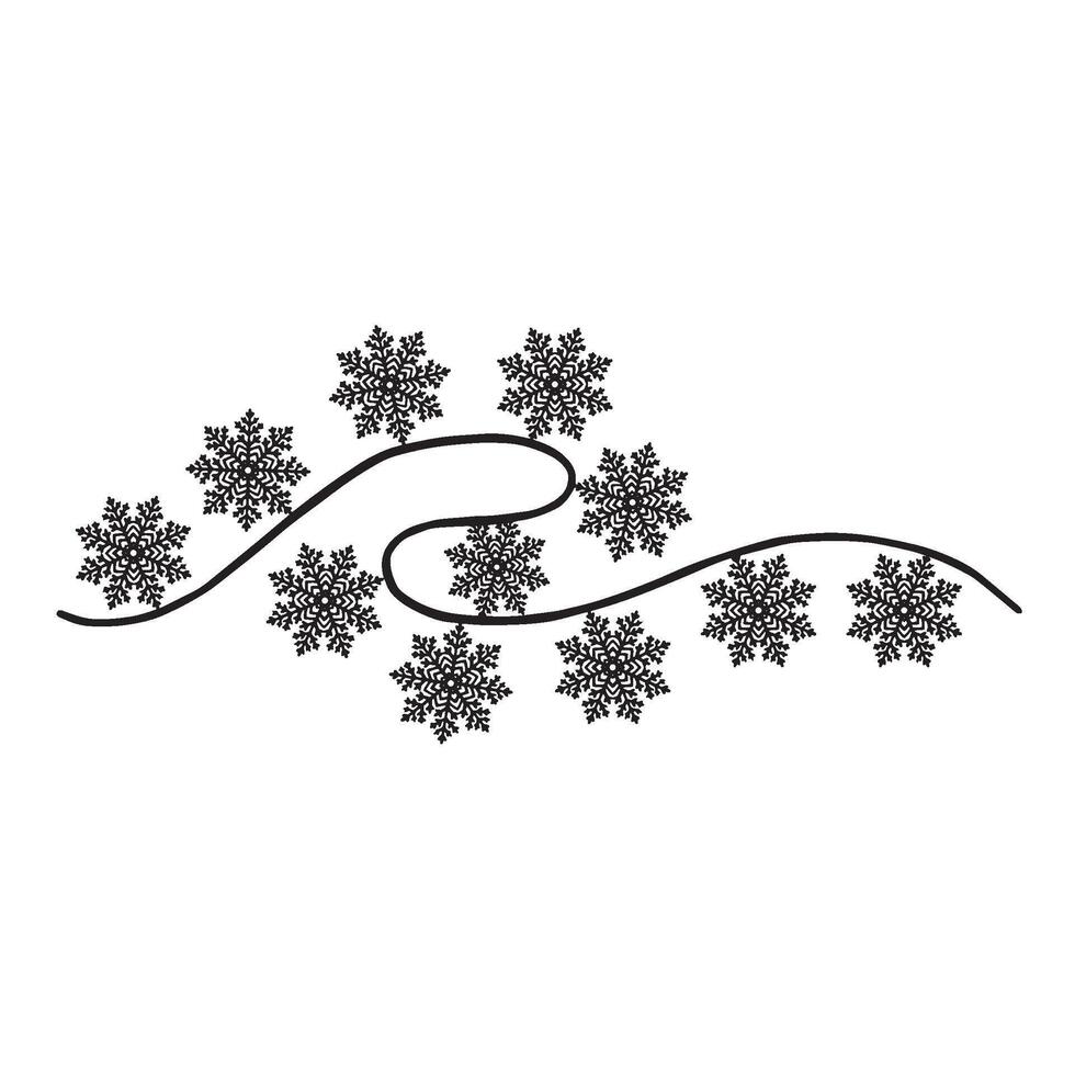 Snowflakes garland. Graphic illustration for Christmas and New Year decorations. Ice stars for winter holiday wrapping design. Isolated clipart for web design, card, print, showcase, sale. vector