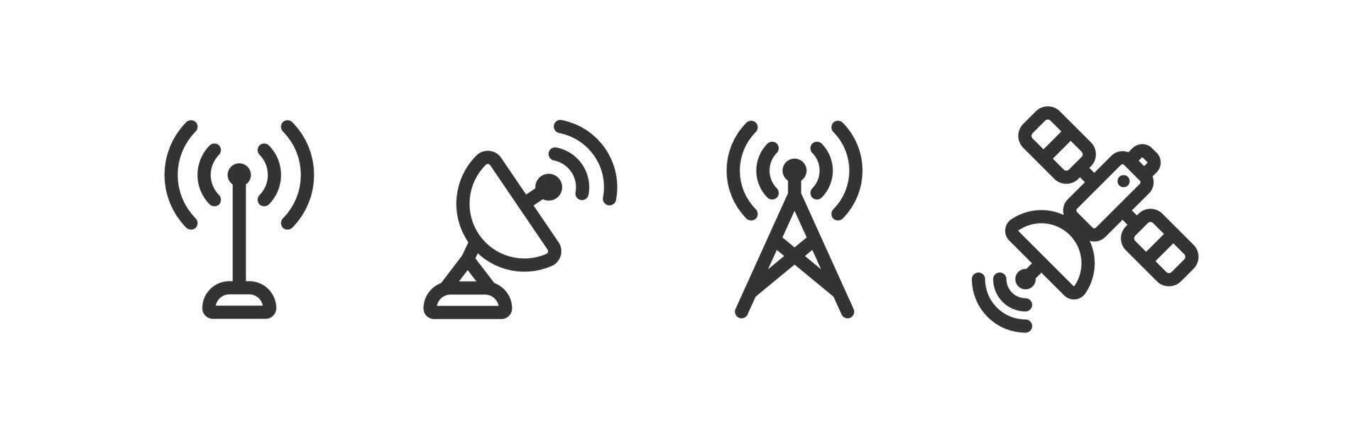 Wireless satellite icon. Communication antenna. Telecom signal. Broadcast tower. vector