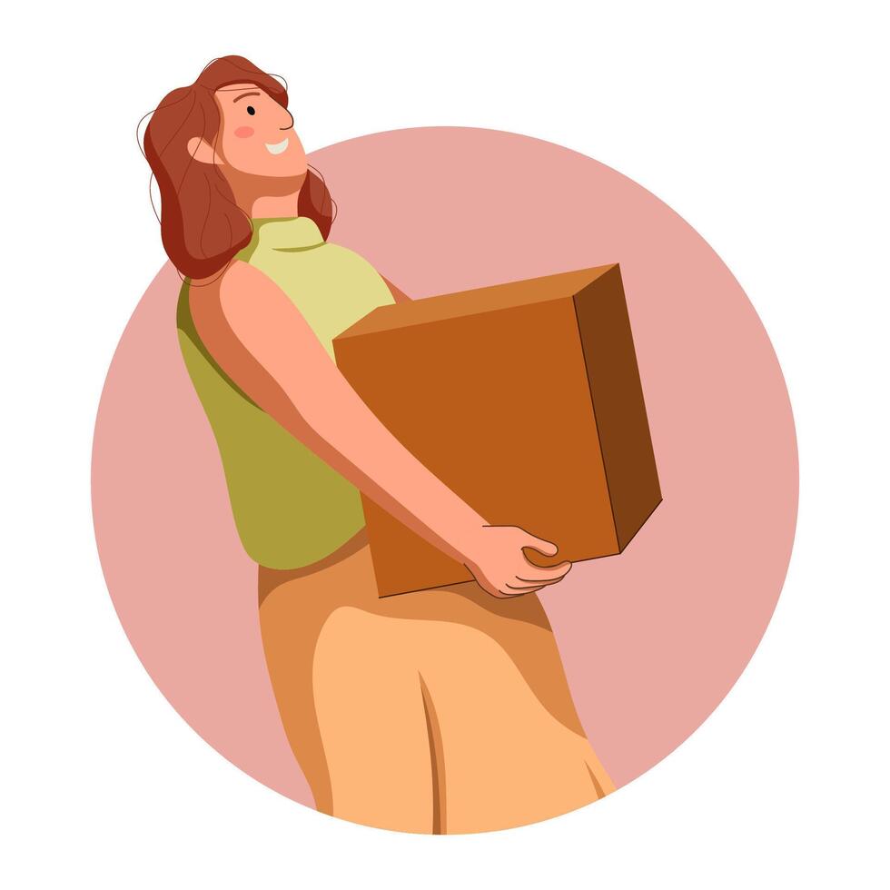 Girl Moving Package vector