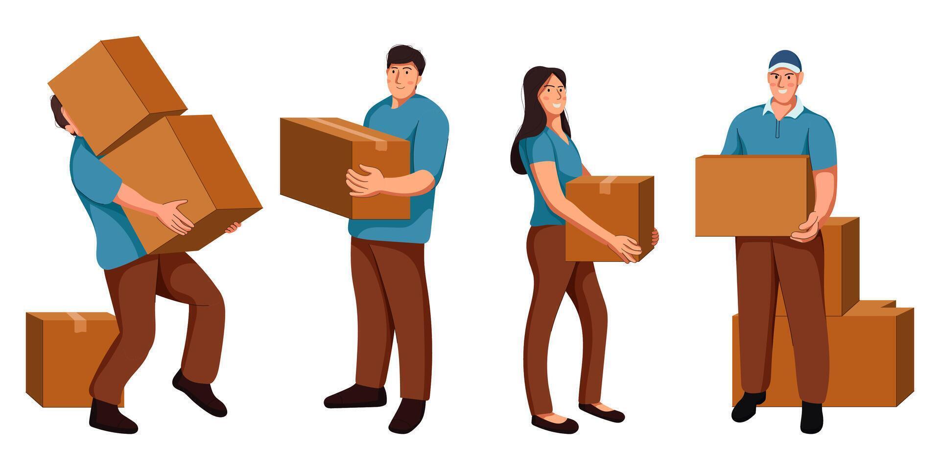 Set Of Delivery People vector
