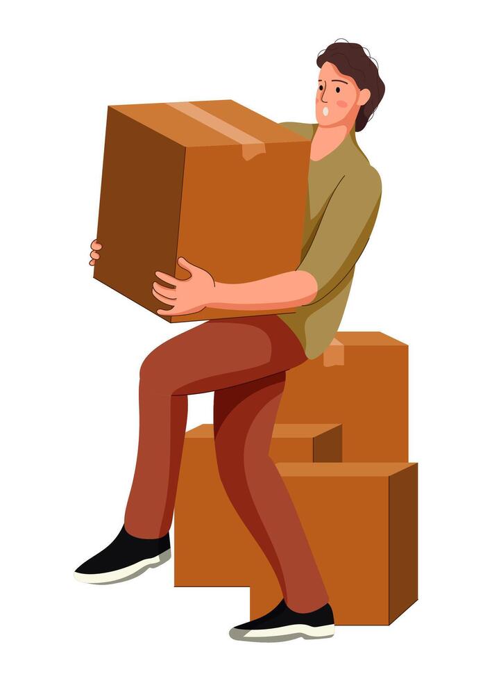Men Moving Box vector