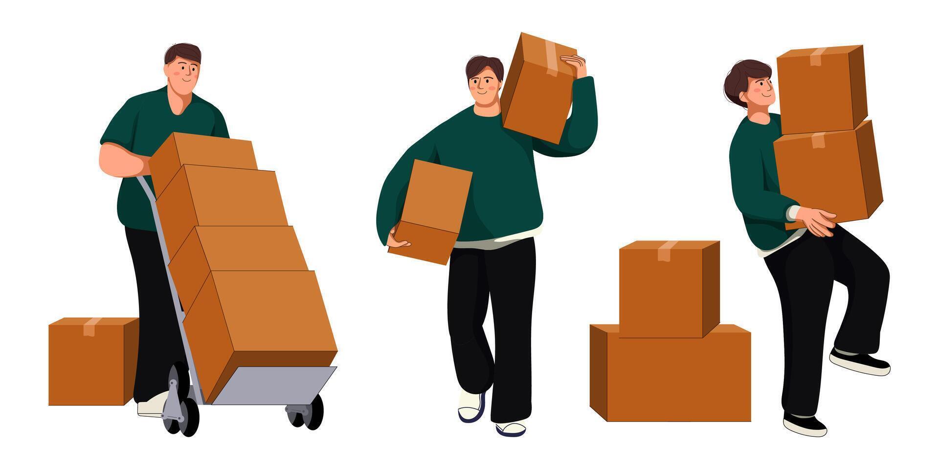 Set Of Delivery Boy vector