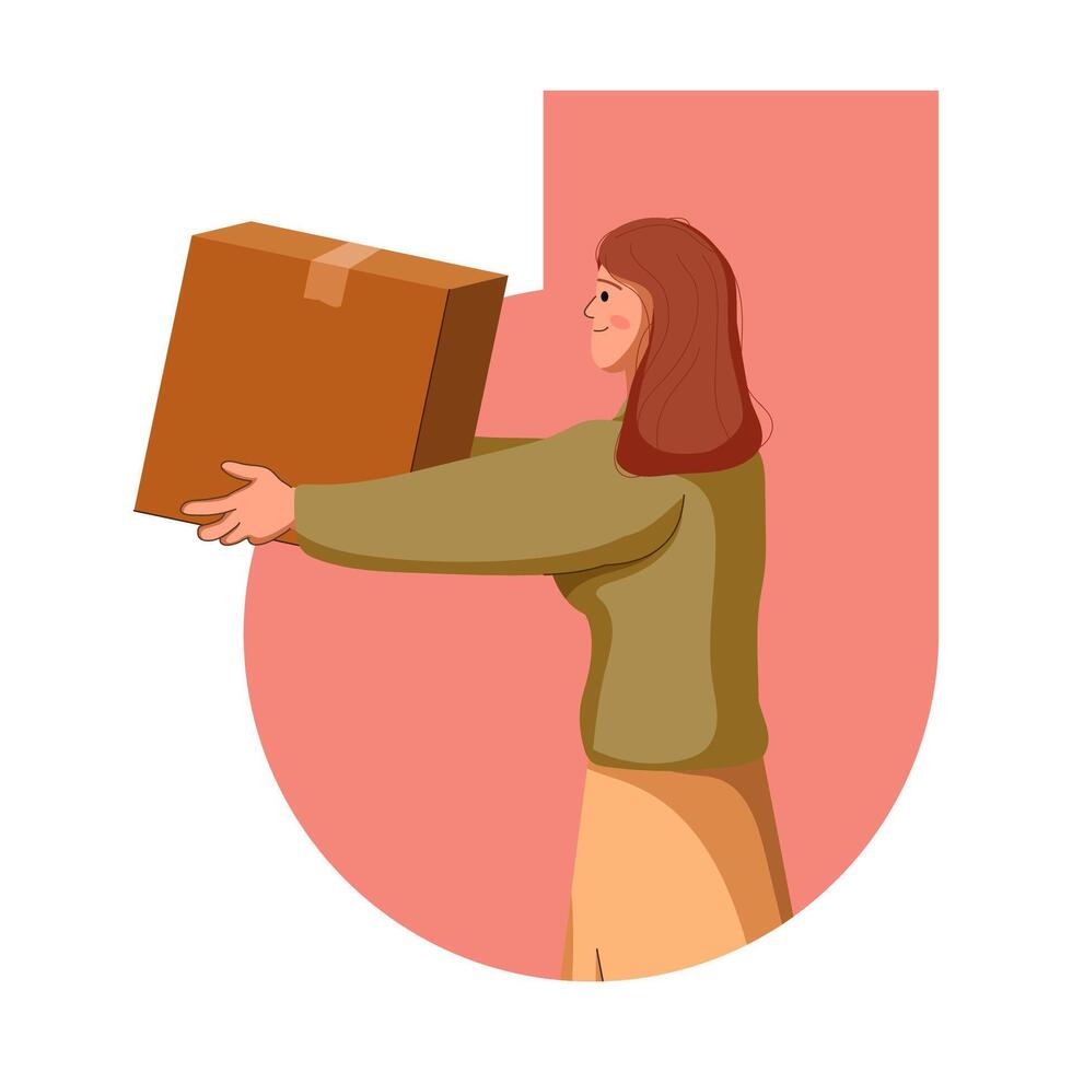 Girl Receive Package vector