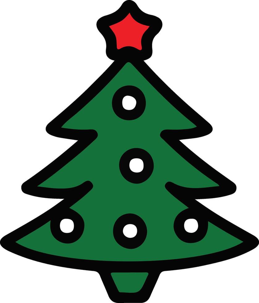 Green Christmas tree Silhouette Illustration White Background vector