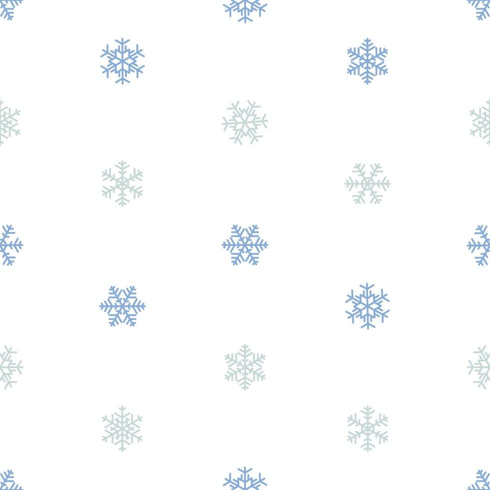 Simple Seamless Geometric Pattern Of Light Blue Snowflakes Different Shapes Isolated On White Background. Wrapping Paper, Wallpapers, Textile. Collection Of Winter Patterns. Flat Retro Style. vector