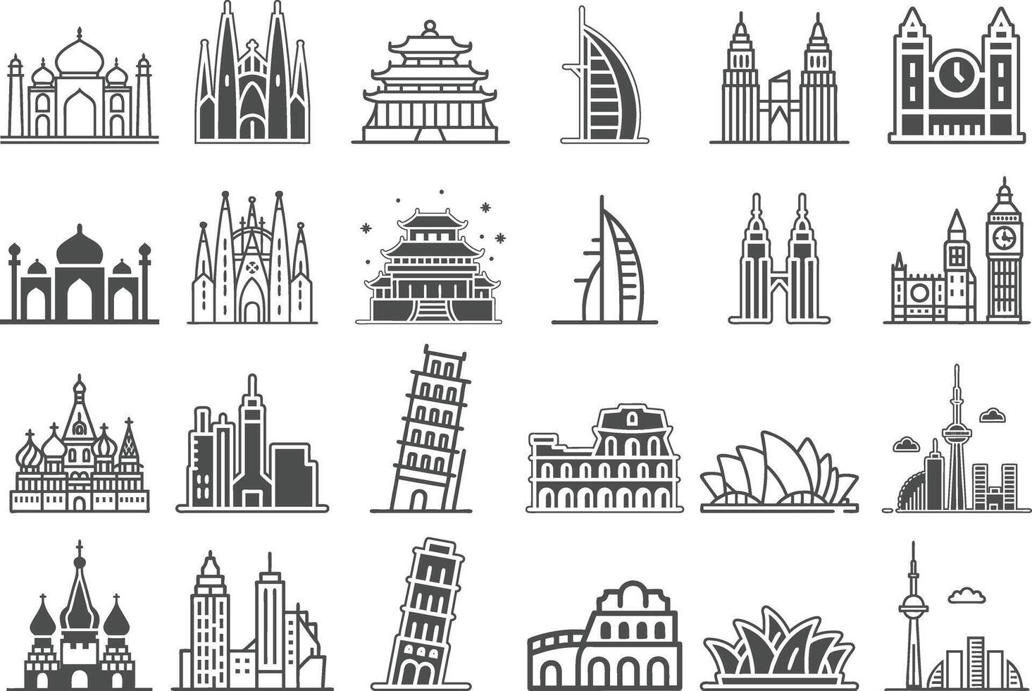 City Line Editable Icons big set. vector