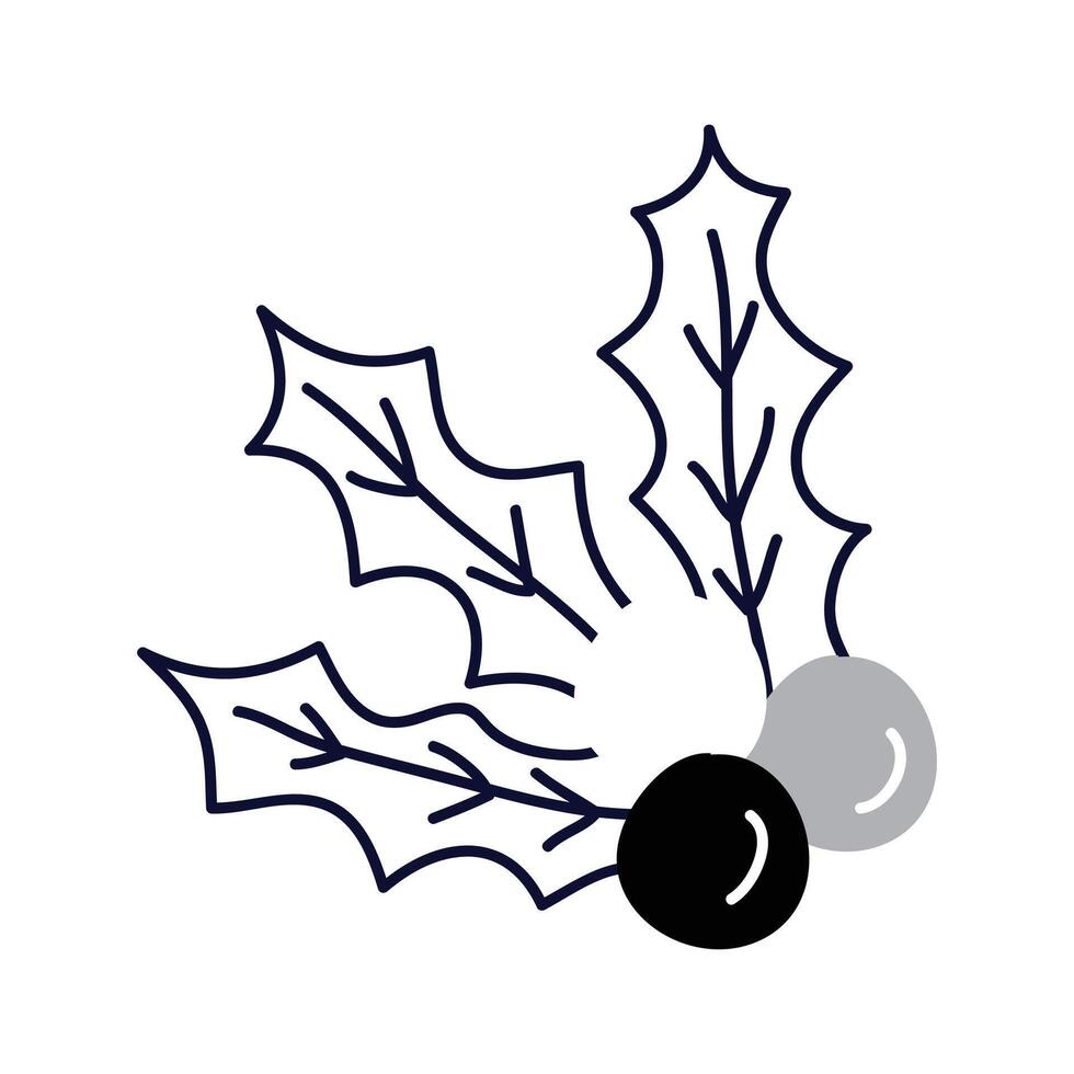 holly berry icons of black color design vector