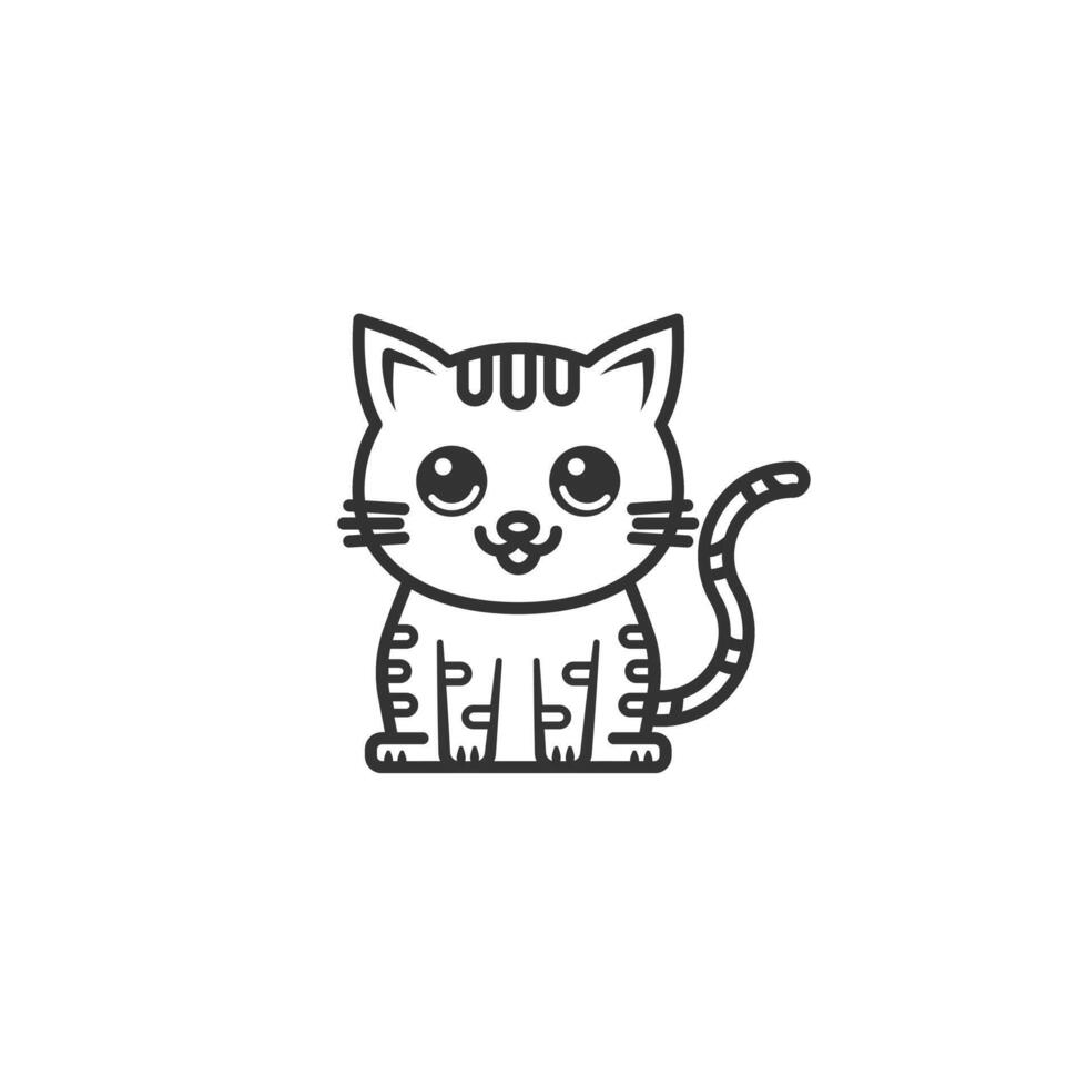 Cute Cat icon on white background. Outline Cat icon animal concept. vector