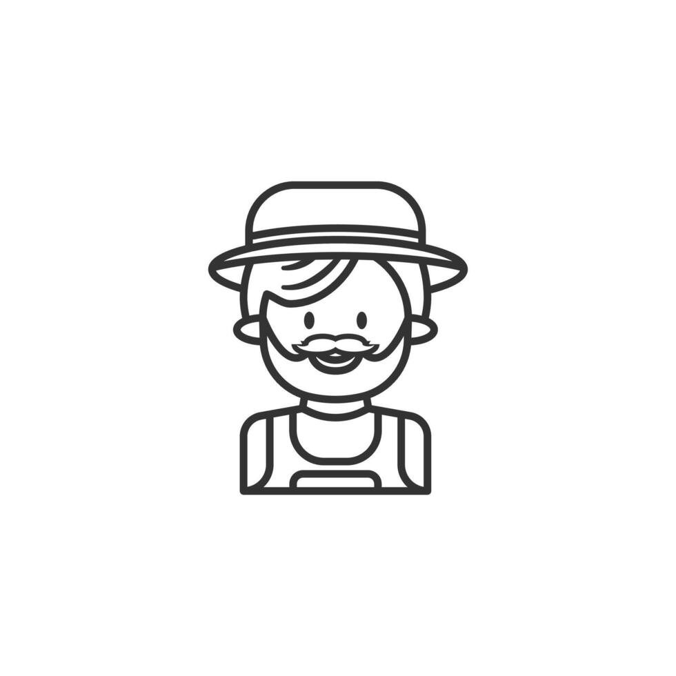 Farmer icon on white background. Outline icon Farm concept. vector