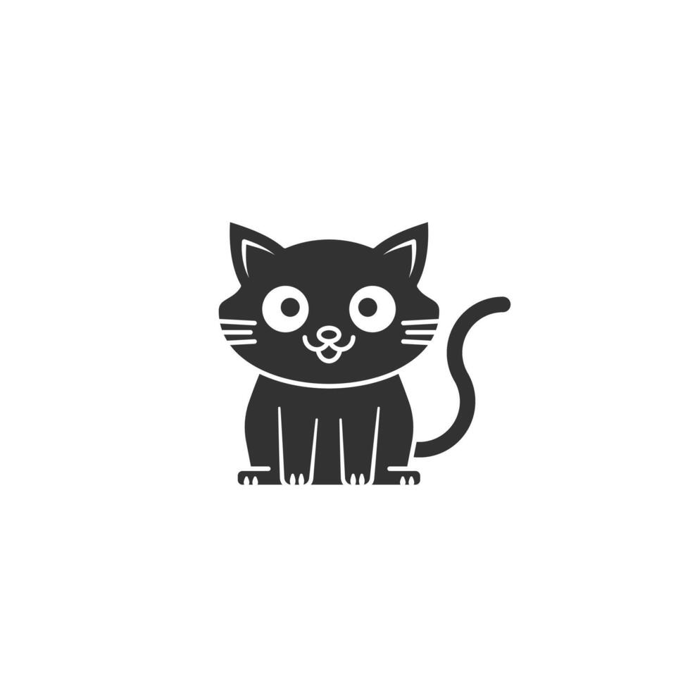 Cute Cat icon on white background. Silhouette Cat icon animal concept. vector
