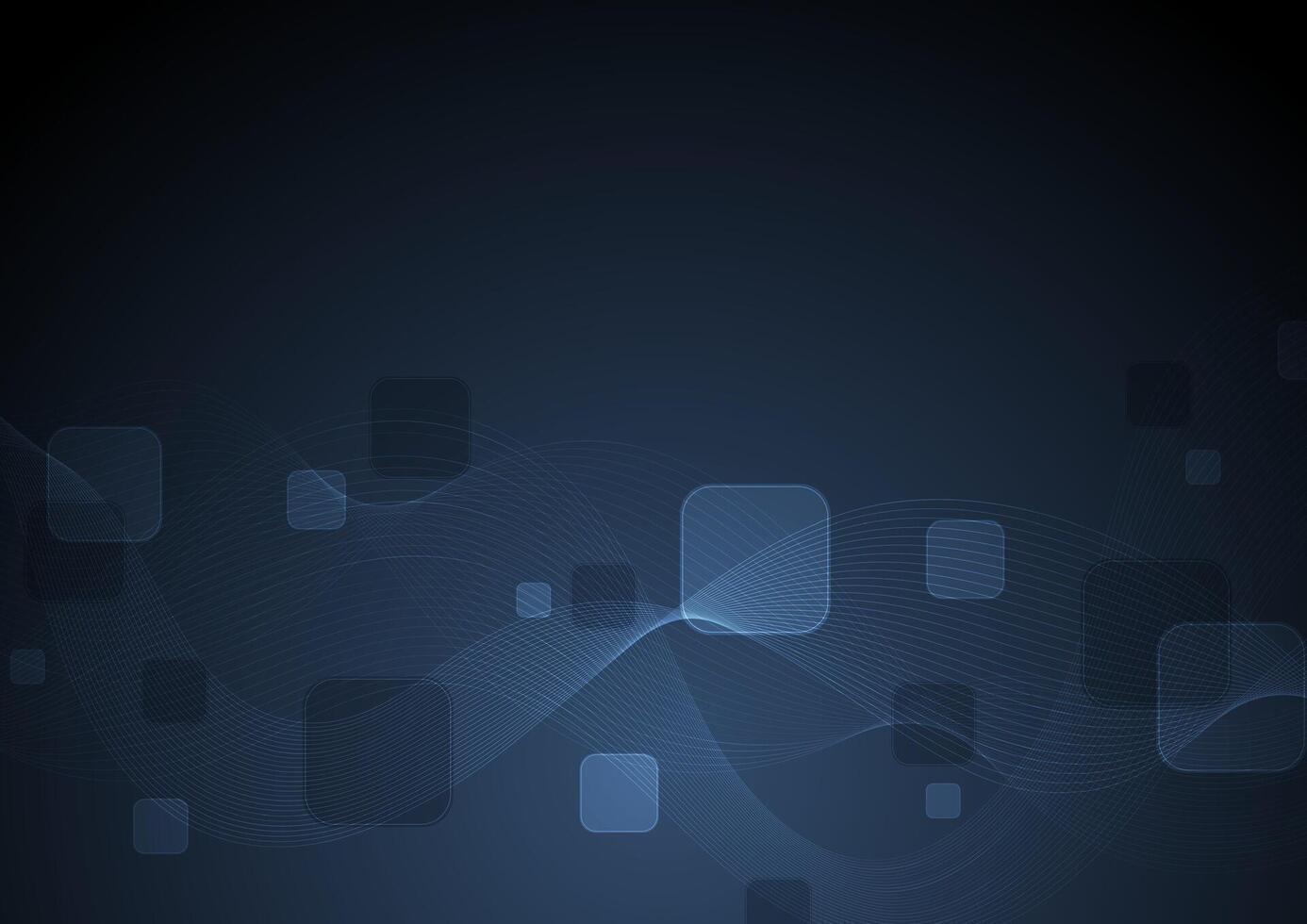 Dark blue abstract squares and waves background vector