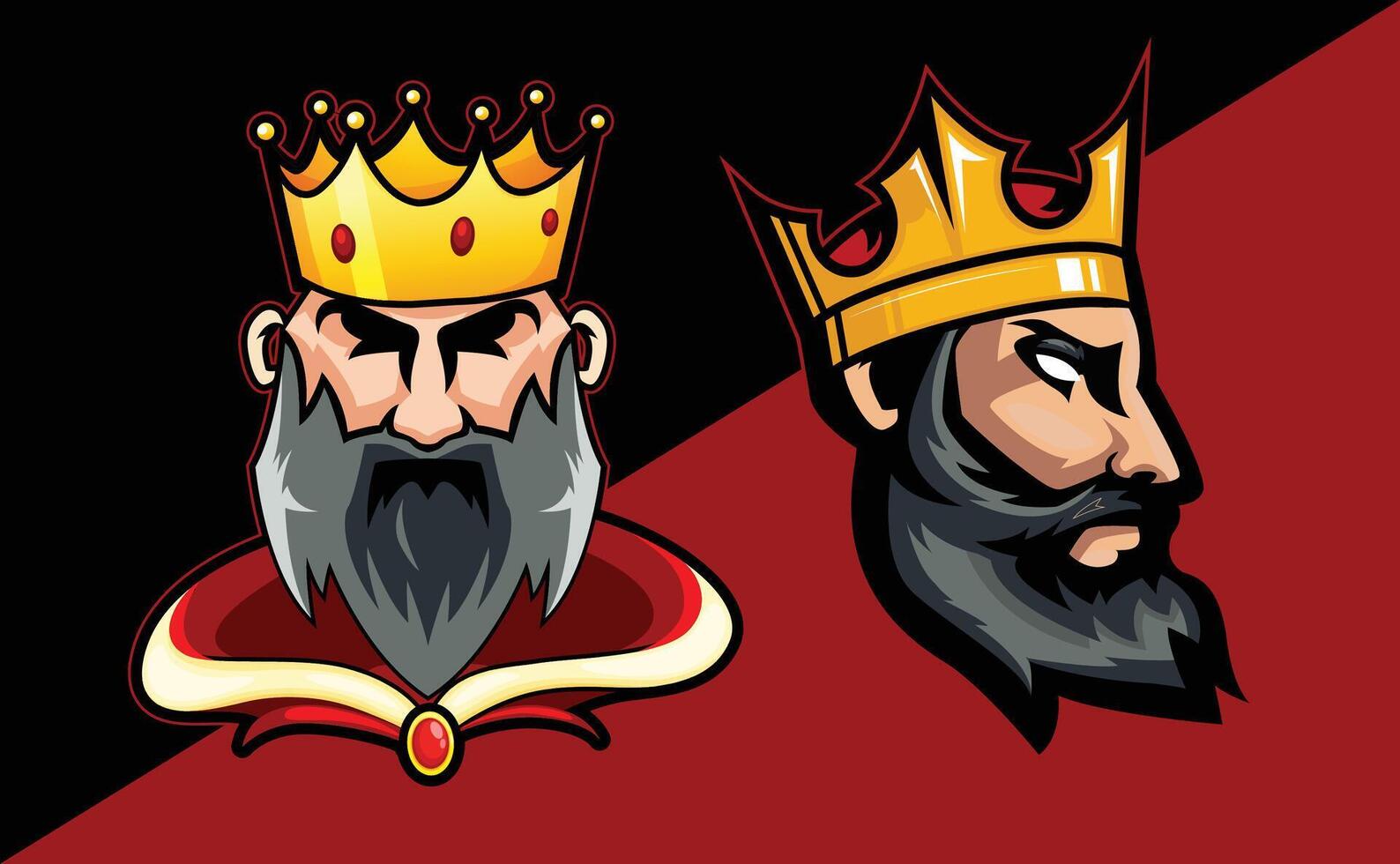 king faces mascot logo vector