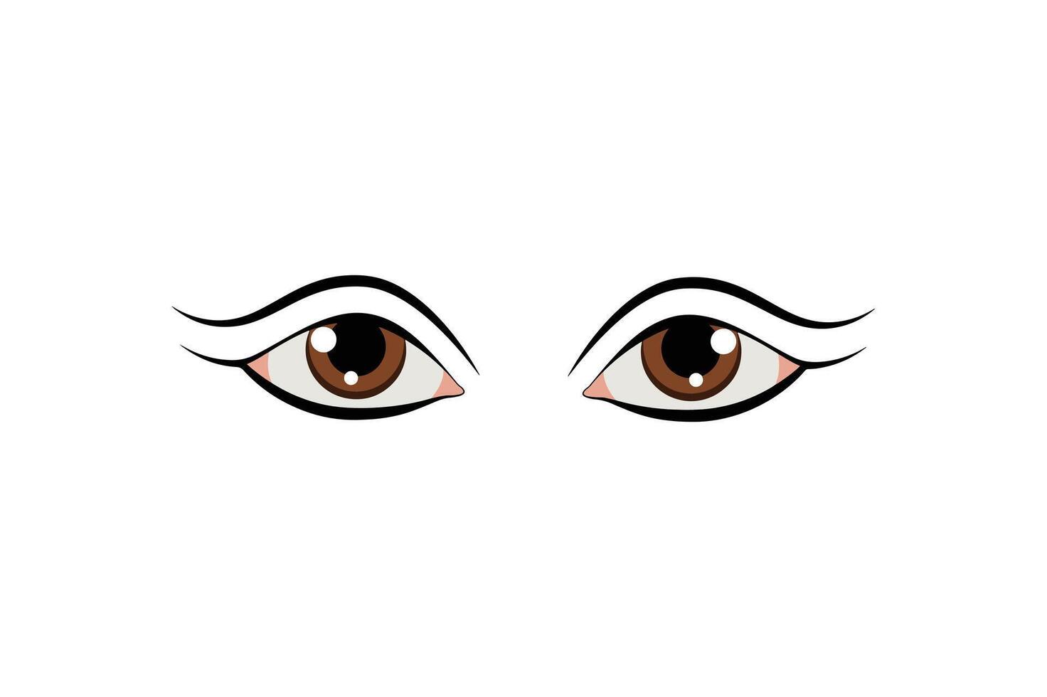 Illustration Expressive Brown Eyes with Bold Eyeliner. vector