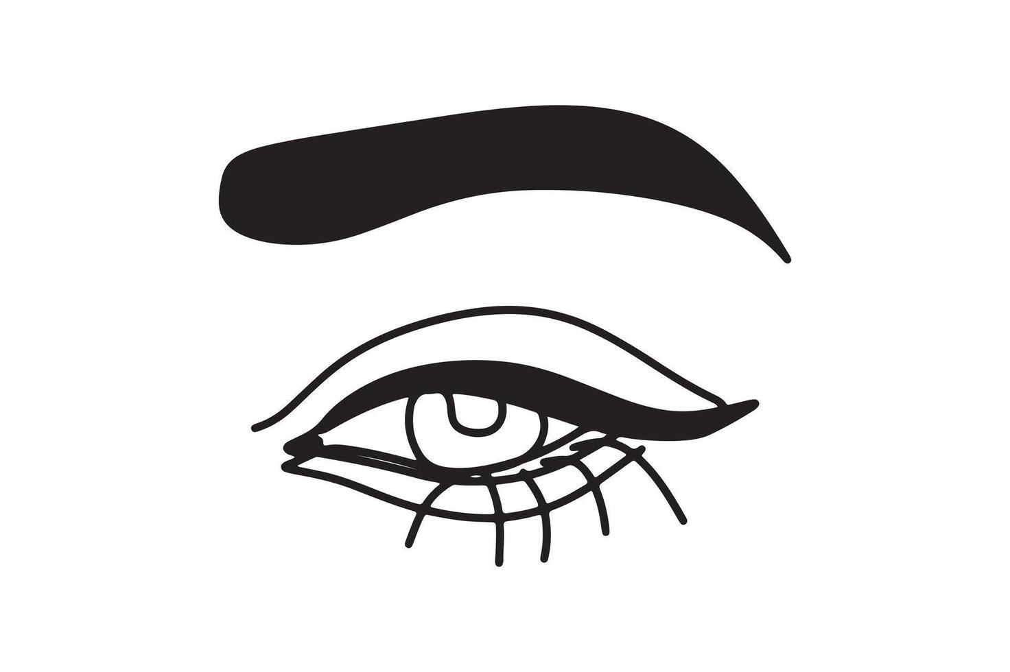 Simplistic Lines and Bold Eyebrow in Black and White. vector