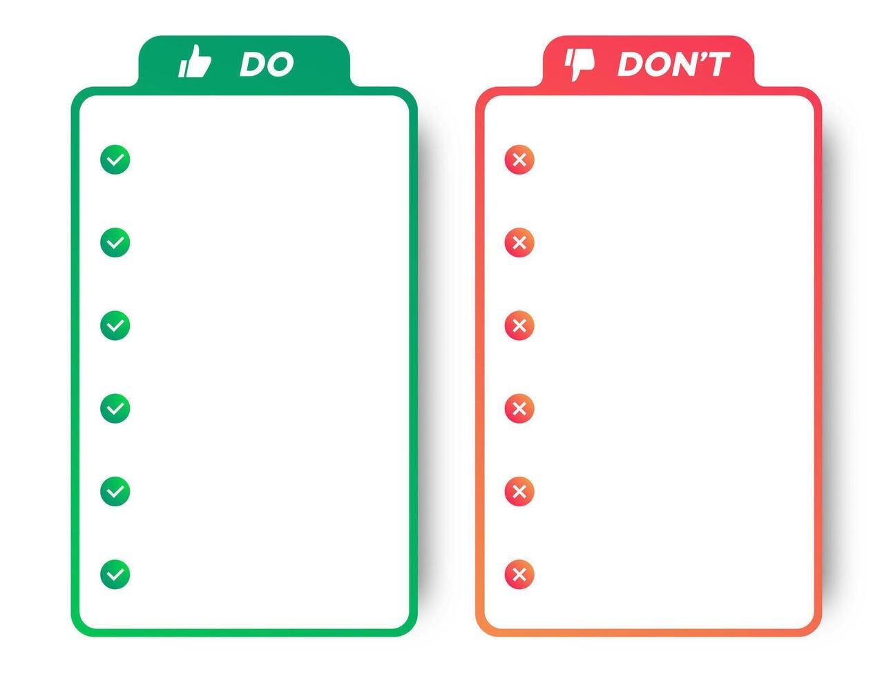 Do and dont cards template EMPTY vector