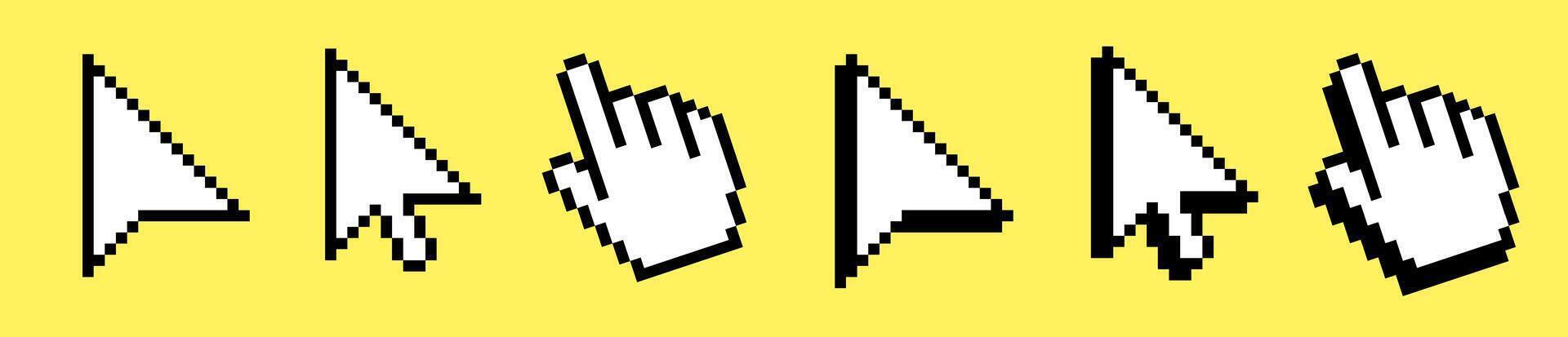 Cursor icons set arrow, arm flat and 3d style vector