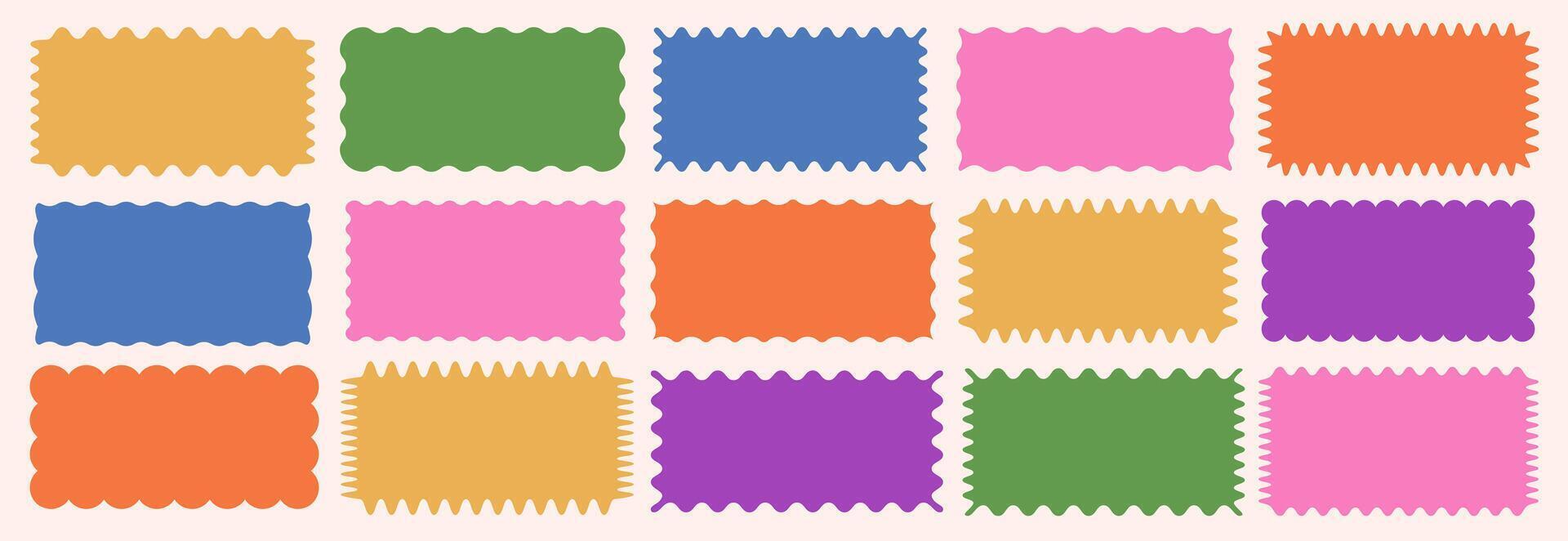 Cloudy wave curve edge borders set color vector