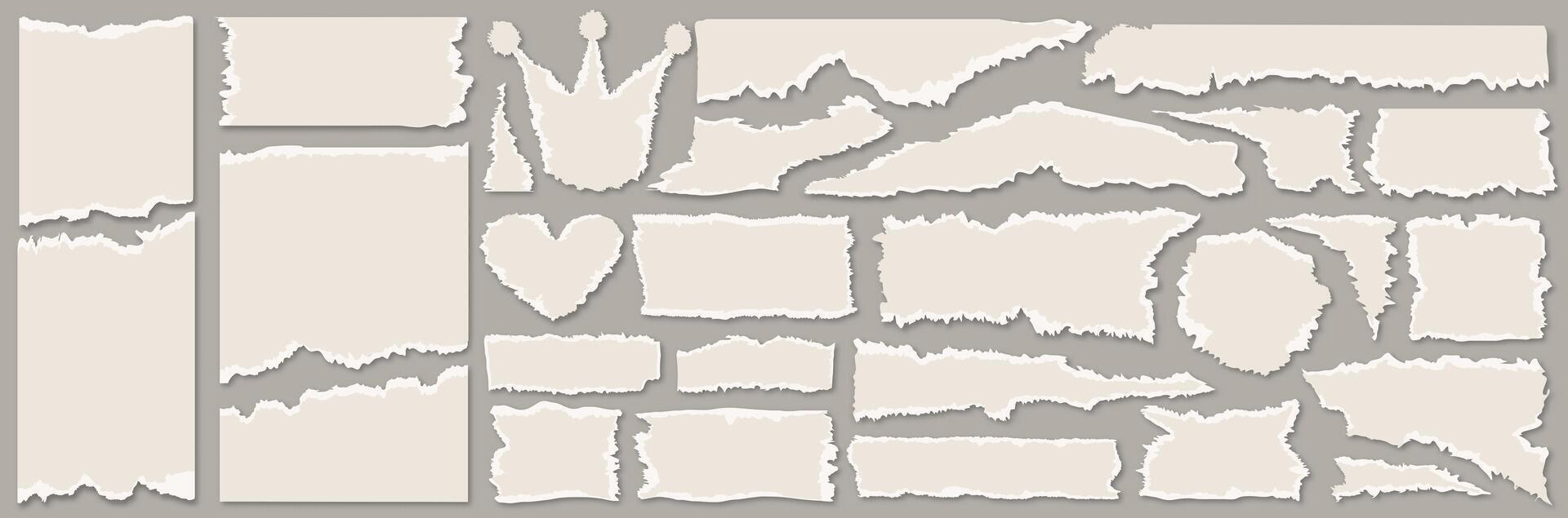 Collection of white torn paper textures vector