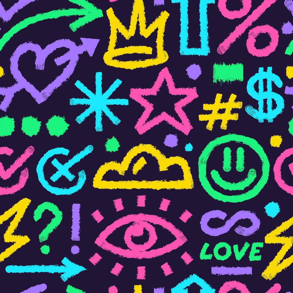 Grunge pattern naive shapes, lines, forms vector