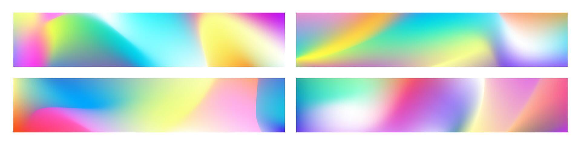 Holographic rainbow background set liquid vector