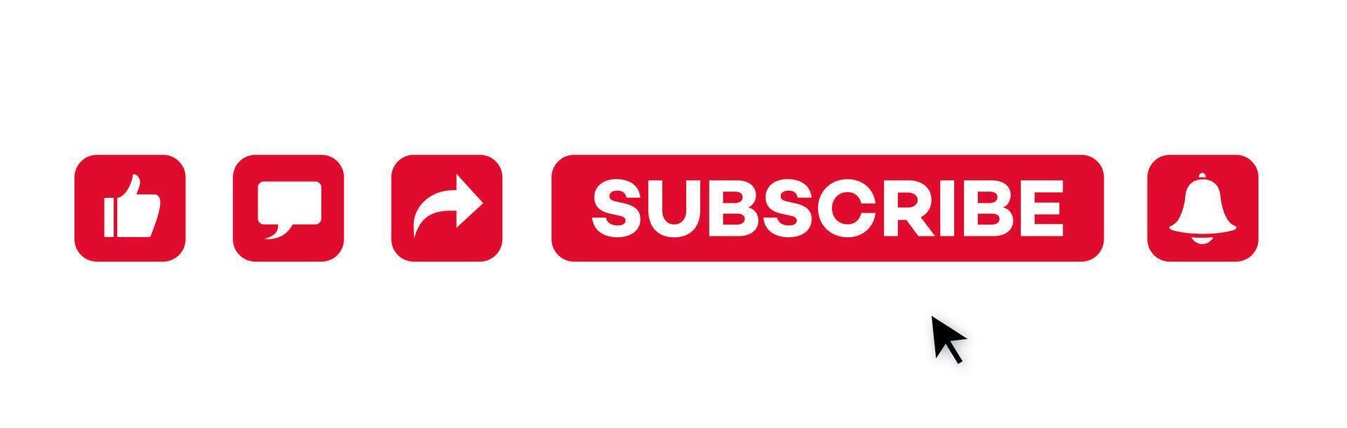 Subscribe, like, comment, share and notification icon set vector