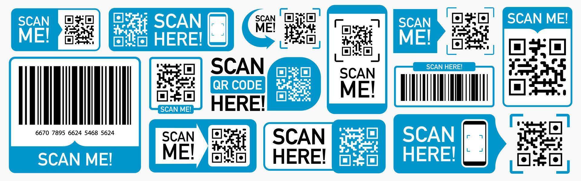 QR code scan icon set color style vector