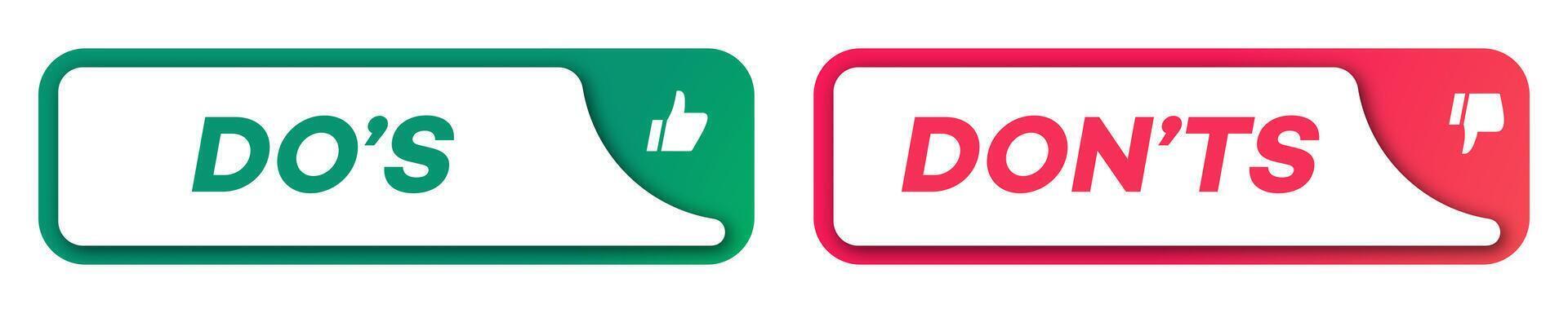 Dos and donts icons set color flat style vector